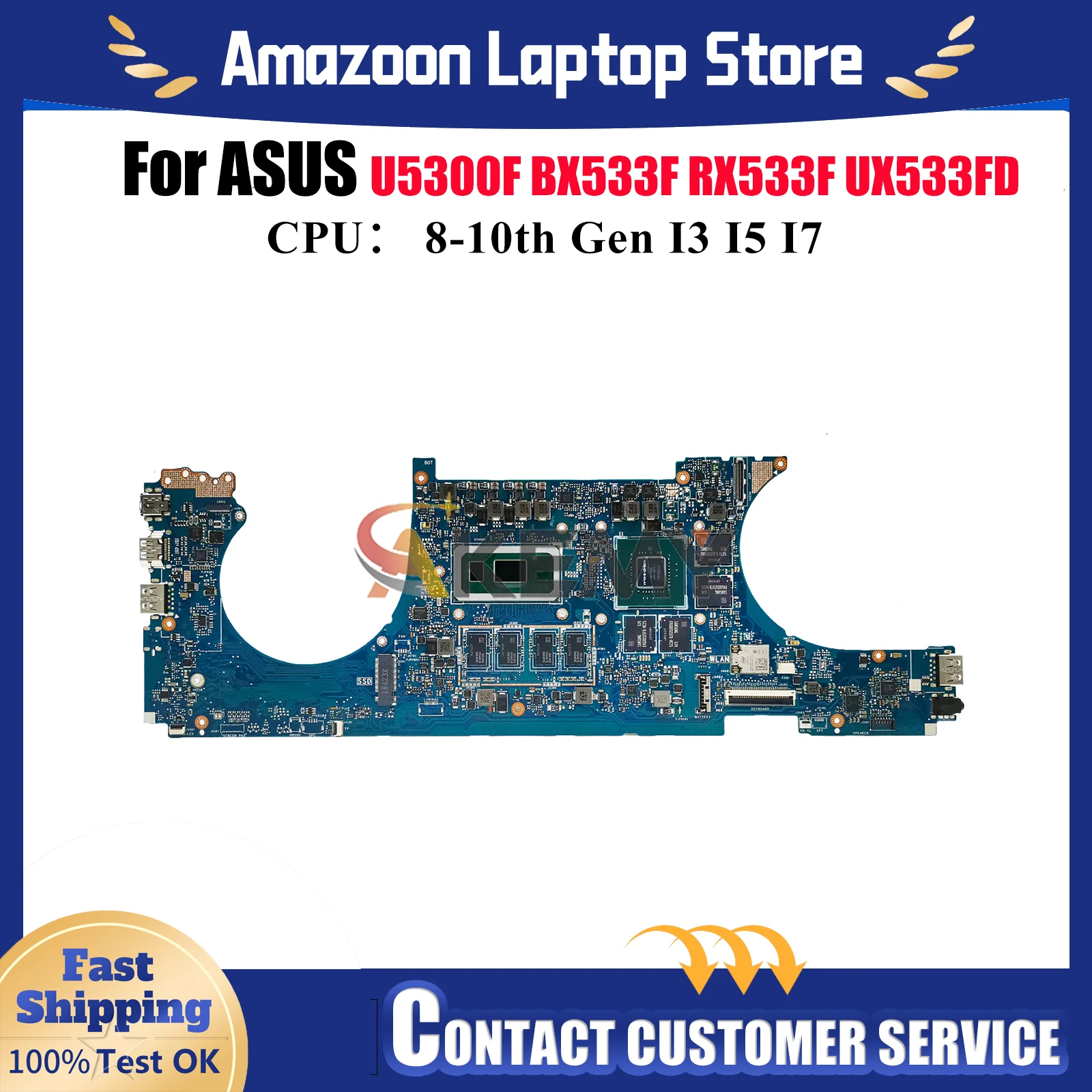 

UX533FD Материнская плата для ноутбука ASUS ZenBook RX533F UX533F U5300F UX533FD UX533FN BX533F Материнская плата для ноутбука с процессором I3 I5 I7 stk