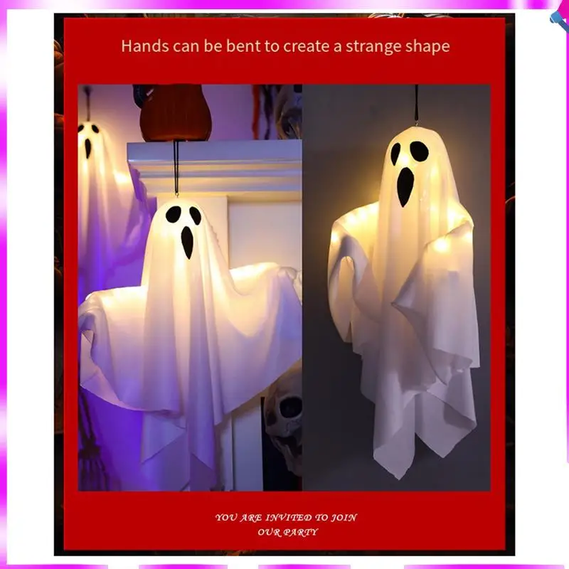 N96R Halloween Dekoration LED Hängelampe Glühende Weiße Geist Horror Innen Layout Atmosphäre Lampe