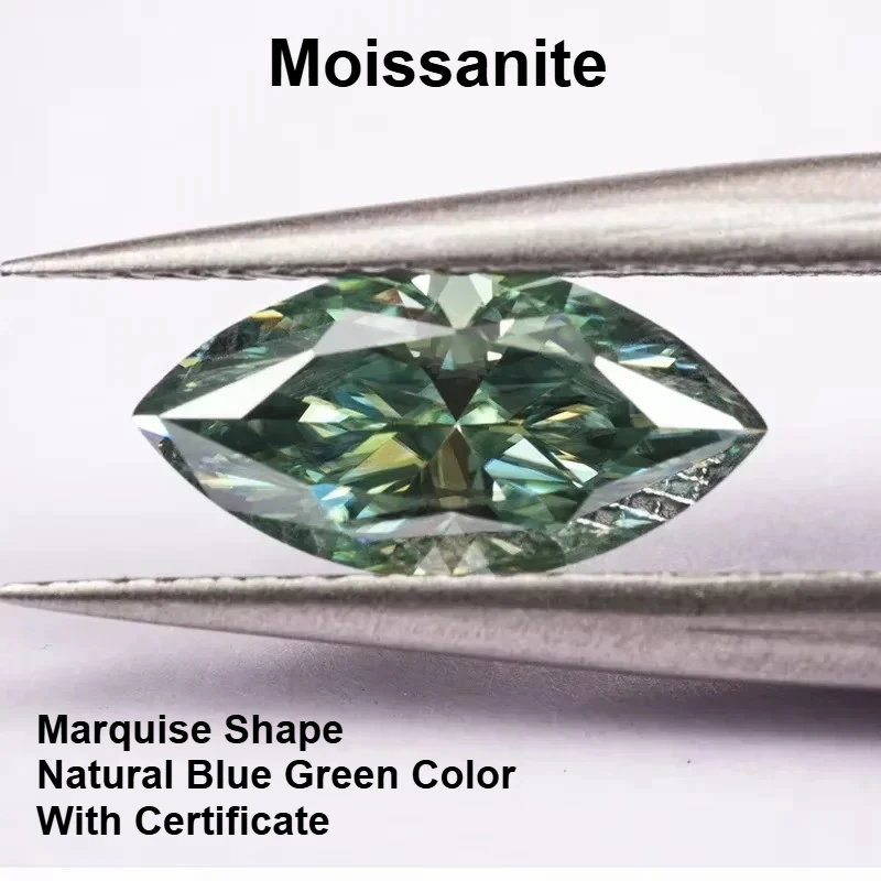 

Moissanite Marquise Shape Natural Blue Green Color VVS1 With Certificate Beads For DIY Charms Jewelry Making Rings Materials
