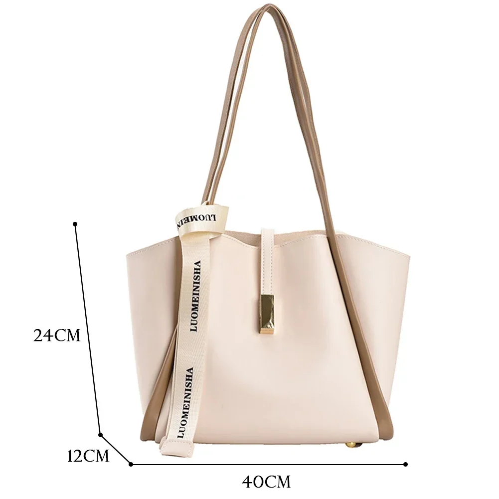 Bolso de mano informal de cuero PU para mujer, bolso de hombro de negocios con cordones de gran capacidad, bolso de mano superior, monedero de viaje, bolsos de compras