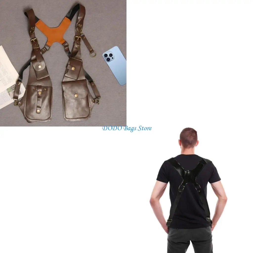 

Двойная сумка через плечо, кошелек с ремнем подмышки, уличная сумка для телефона, кобура из искусственной кожи, сумка на плечо,