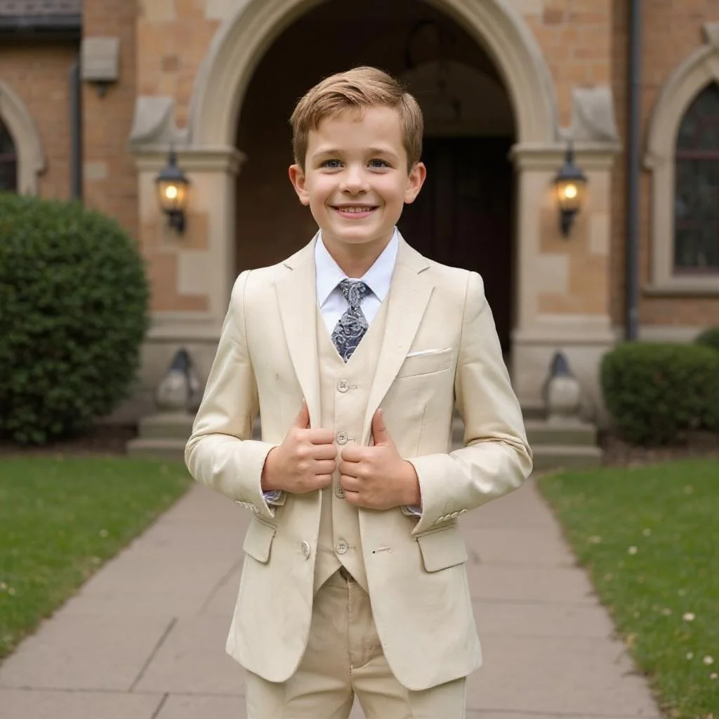 

Formal Boys Suits 3 Pieces Slim Fit Tuxedo Set for 2-16 Years Old Child Graduation Kids Suit Birthday Suit Blazer Vest and Pants