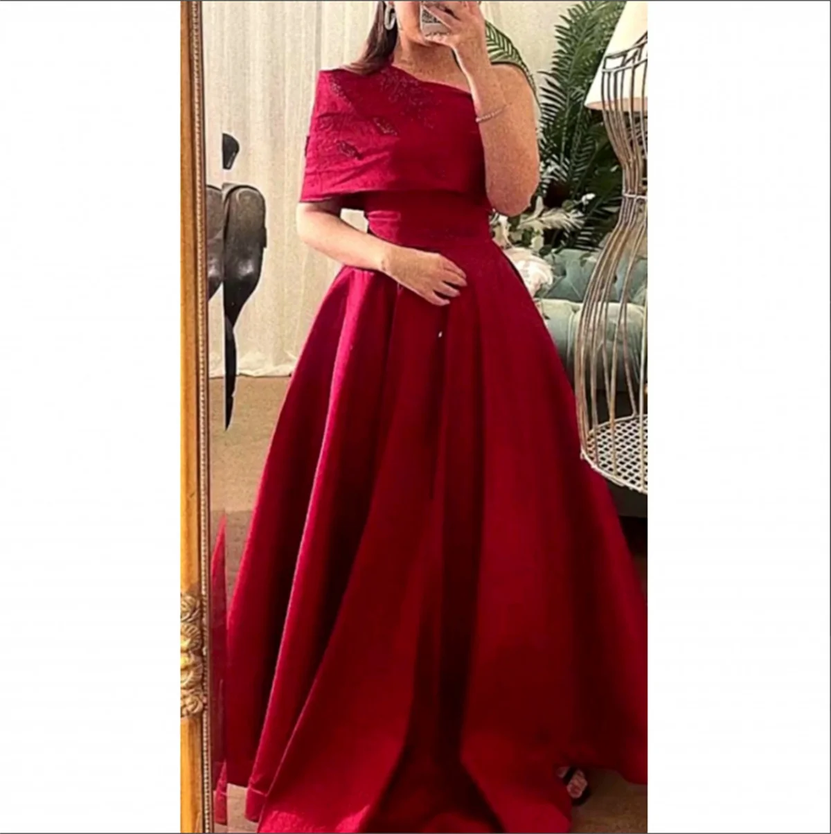 Gaun malam Satin merah anggur klasik gaun lengan panjang satu bahu A-Line elegan gaun acara Formal kustom فساتينسهرات