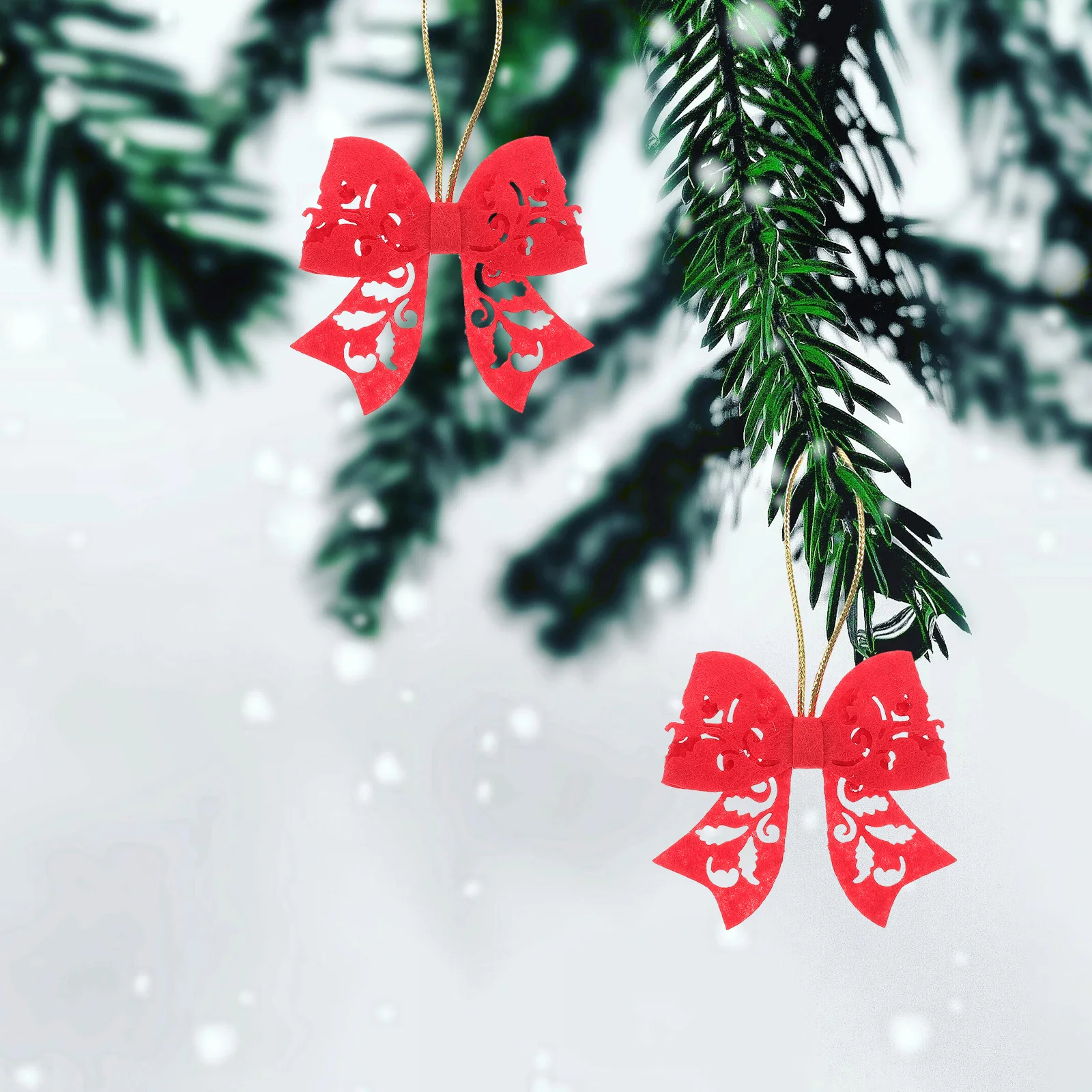 5 قطع من أقواس حمراء لزينة شجرة العطلات، تصميم فريد من نوعه من القطن، استخدام متعدد الاستخدامات، سهل التعليق، أناقة مصنوعة