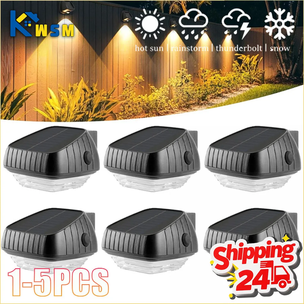 1-5pcs Waterproof Solar Wall Lights Outdoor LED Wash Lighting for Home Garden Courtyard Fence Yard Ambient Mood Decor