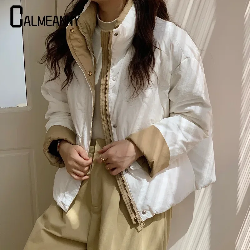 Women's Coat 2024 Winter New Style Korean Edition Turndown Collar Thicken Warm Cotton Jacket Pure Color Zipper Parkas Coats