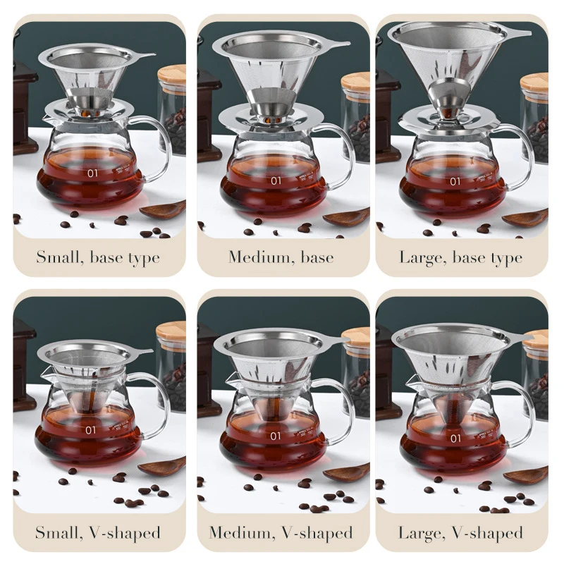 Double Layer Coffee Filter 304 Stainless Steel Reusable Holder Pour Over Coffees Dripper Mesh Coffee Filter Coffee Accessories