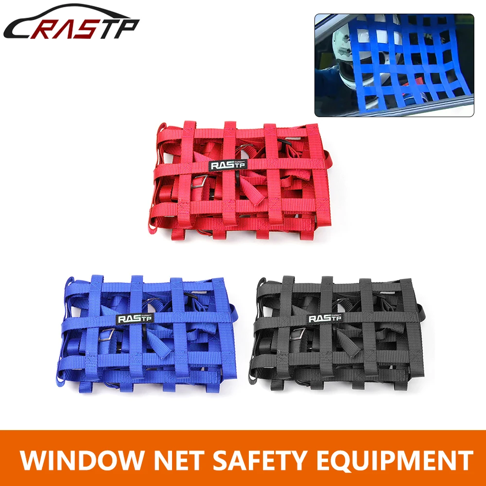 RASTP-New Arrived 45/50CM*60CM-2CM Nylon Car Racing Window Net Racing Rally Safety Equipment Window Protect Belts Safety BAG054