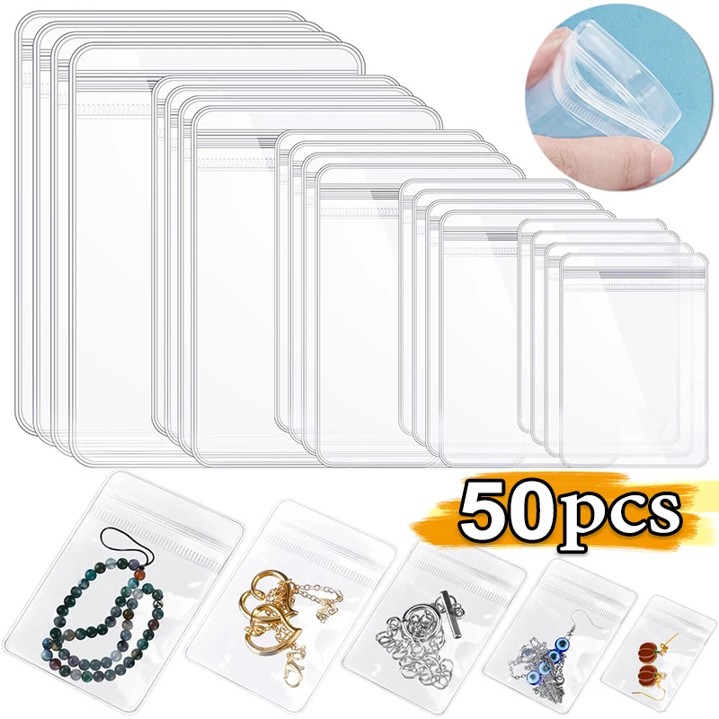 10Pcs Anti-oxidation Transparent PVC Jewelry Pouches Bags Anti-Oxidation Storage Bag for Earring Bracelet Display Packaging