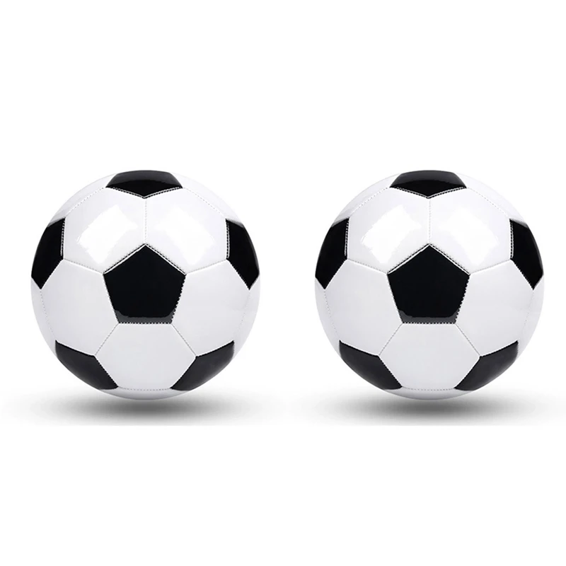 2 Pcs Size 5 Training Soccer Balls Professional Training Soccer Balls Black White Football Soccer PVC Leather