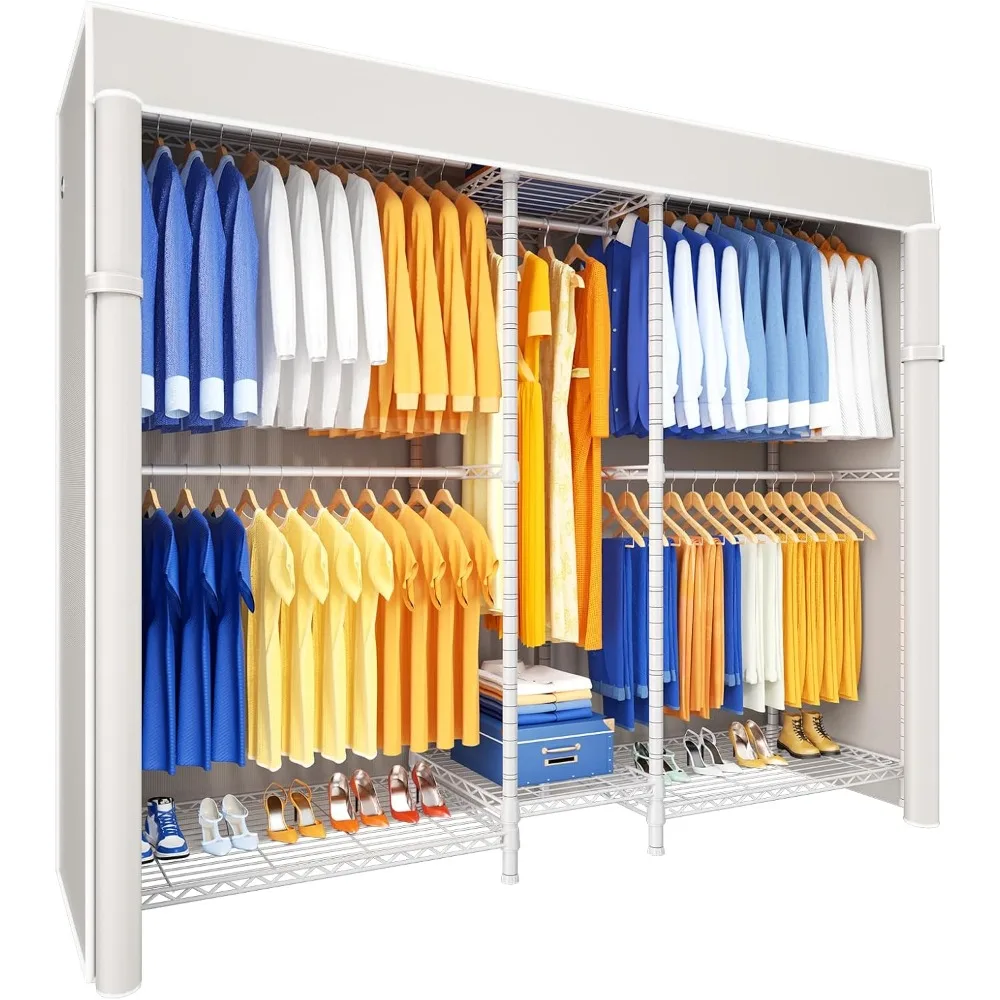 

E12C Heavy Duty Closet Organizer System，Freestanding Clothing Racks for Hanging Clothes，Adjustable Garment Rack 71 W x 16 D