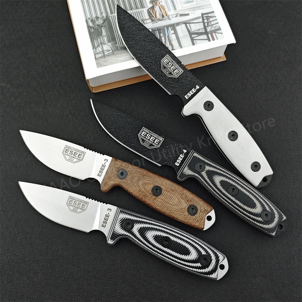 4 Styles NEW ESEE Fixed Blade Knife 9Cr18Mov Blade G10 + Hemp Handle Outdoor EDC Survival Camping Hiking Hunting Tools Gift