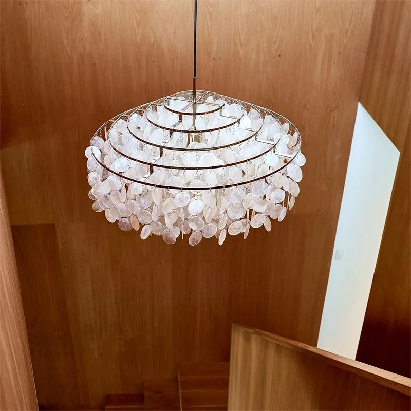 

Итальянский верпан для гостиной, кремовый ретро, скандинавский ресторан с колокольчиками, элитная легкая роскошная люстра из жемчужной ракушки