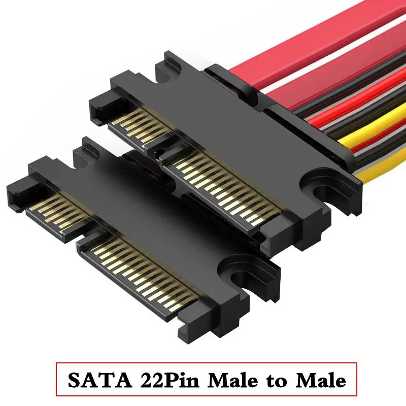 Kabel SATA 7+15Pin męski-męski do portu szeregowego, zasilania i danych, 10cm 30cm 50cm, przedłużacz dysku twardego SATA22Pin męski-męski — zdjęcie produktu 2