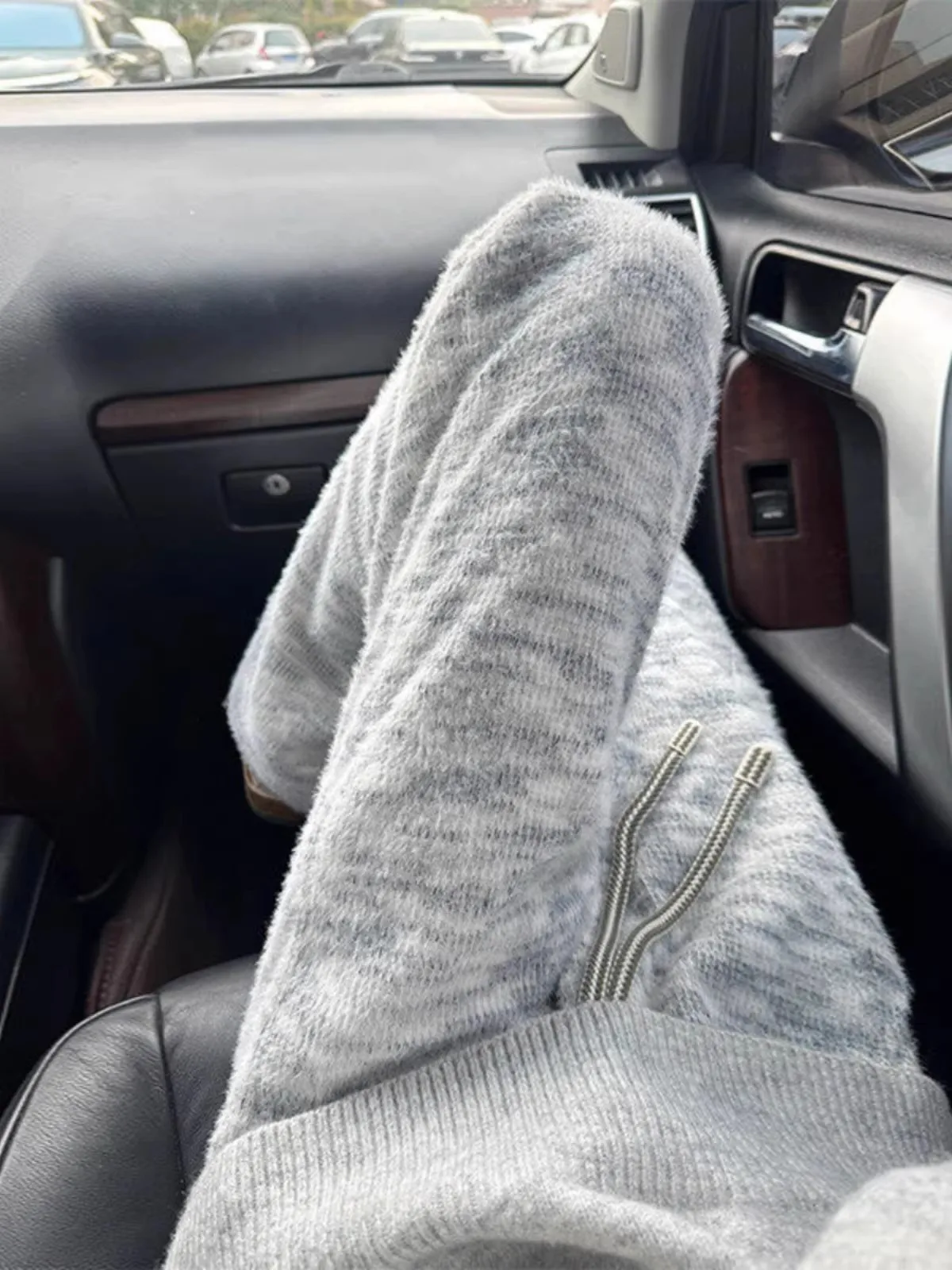 American Style Knitted Mermaid Hair Dye Straight Leg Casual Pants Men's Autumn Winter Small Fragrance Style Lazy Style Loose Fit