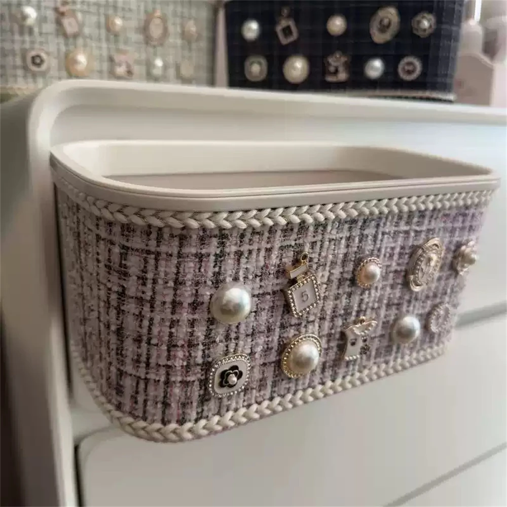 European-Style Hanging Wall-Mounted Storage Box Cabinet Drawer Trash Can Household Storage Box With Pearl Decoration