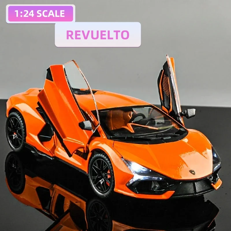 

New 1:24 Lamborghini Revuelto Supercar Alloy Car Diecasts & Toy Vehicles Metal Toy Car Model Sound and light Collection Toy