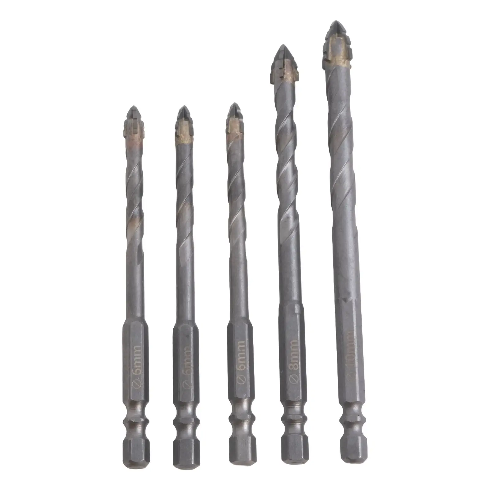 5pcs 4 For Edge Eccentric Drill Bits Set Hex Shank Carbide Tip For Concrete Glass Brick For Tile Wood Masonry Drilling Tools