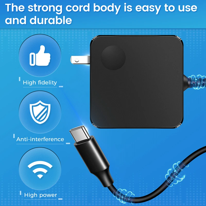 Suitable For Lenovo Square Notebook Portable Power Adapter 65W Type-C Port Pd Fast Charge Computer Charger US Plug