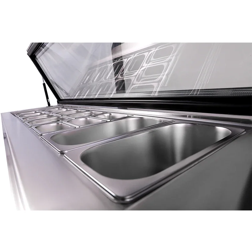 Double Door Electric 304 Stainless Steel Prep Table For Pizza