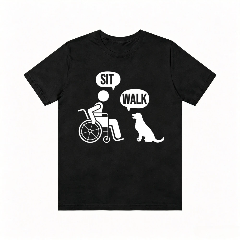 Camiseta divertida para discapacitados en silla de ruedas, camiseta sárdastica para amantes de los perros, camiseta de manga corta informal a la moda, camisetas de verano