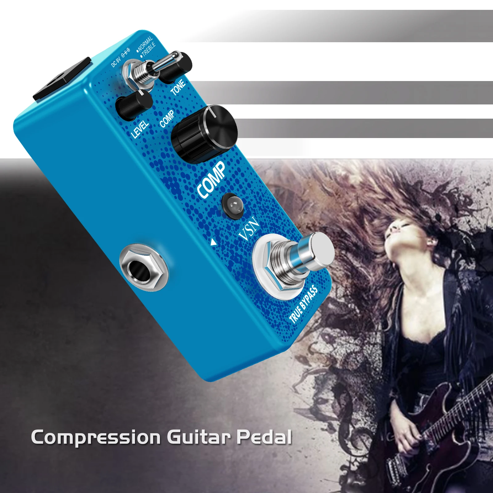 

VSN Guitar Compressor Pedal for Analog Compression Effect Pedal Ultimate Comp Guitar Effects for Electric Guitar True Bypass