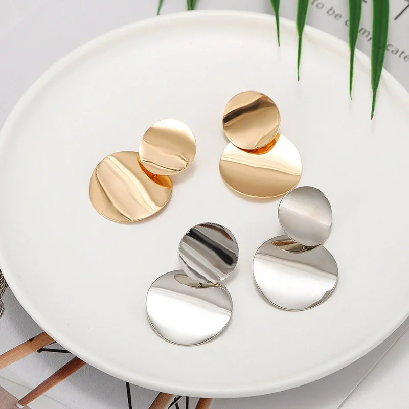 Metal Golden Silver Color Drop Dangle Earrings For Women Geometric Party Vintage Earring Female Statement Bijoux Leaf Jewelry
