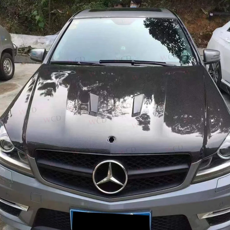 

Real carbon Fiber Front Engine Hood Vent Cover For C class W204 C63 Car Part 2013+