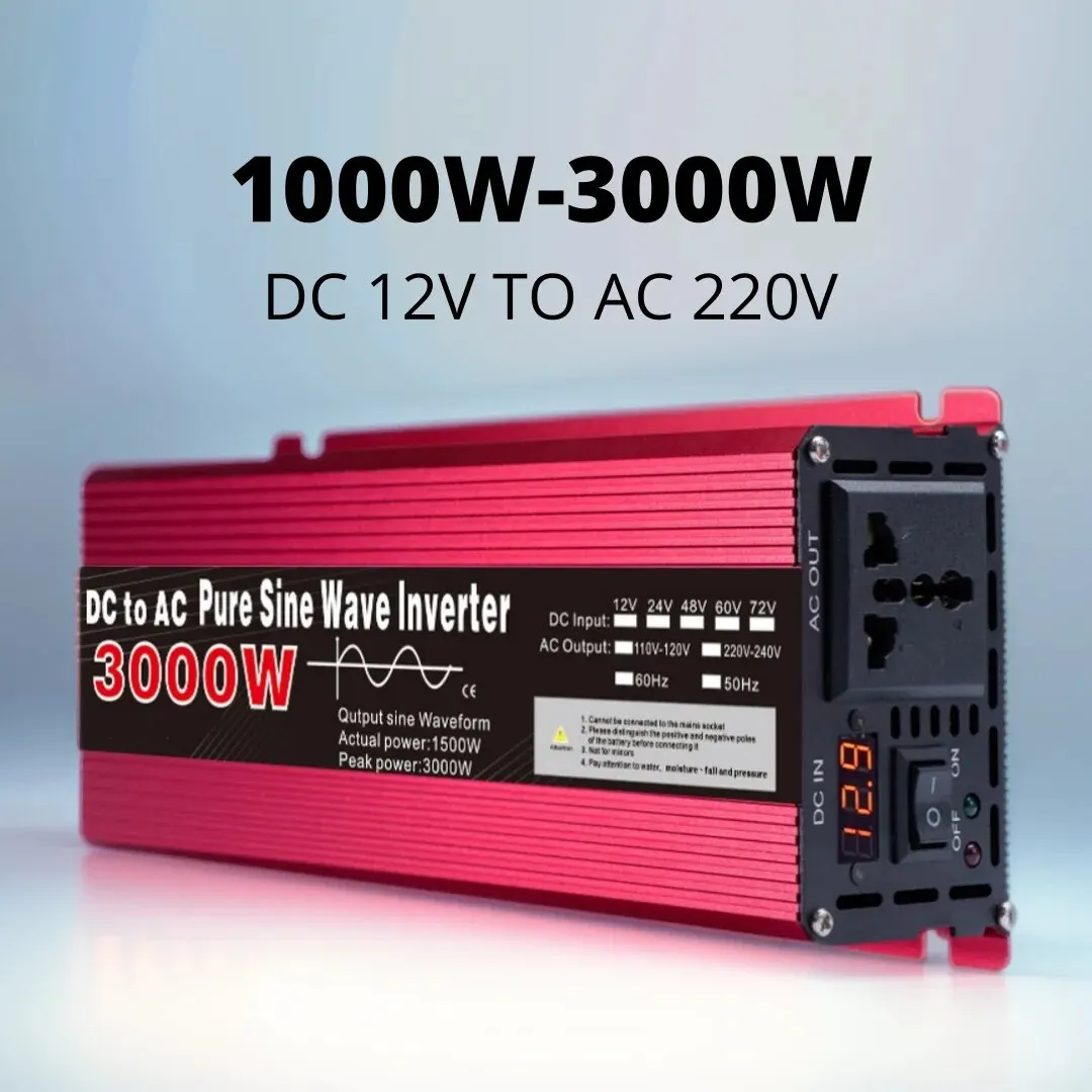 Inverter 12v 220v Pure Sine Wave 1000W 1600W 2200W 3000W DC 12v To AC 220V Portable Power Supply Converter Car Solar Inverter