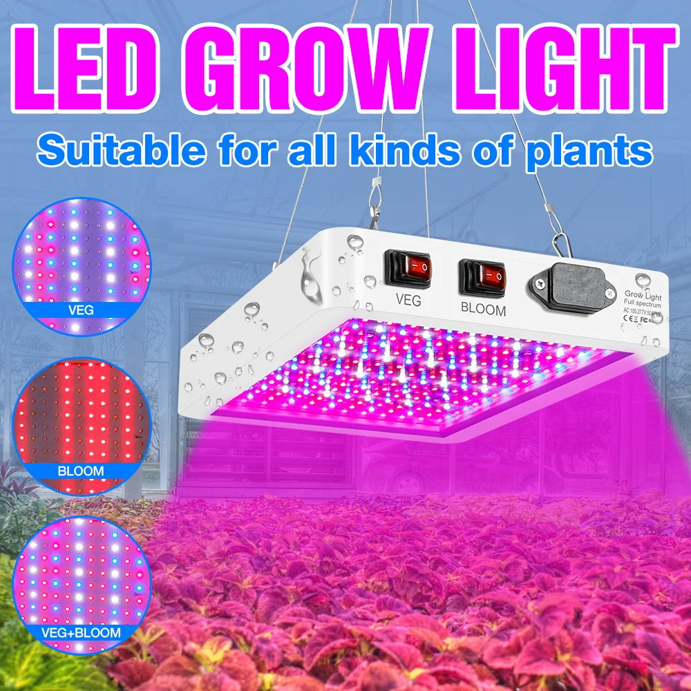 600W LED Plant Grow Lights Full Spectrum 220V Seeding Fill Lamp Greenhouse Tent Hydroponics Vegs Succulent Cultivation Lighting