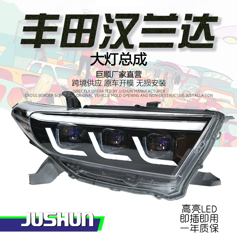 

Suitable for 2012-2014 Toyota Highlander headlight assembly retrofit LED lens daytime running lights flowing turn signal lights