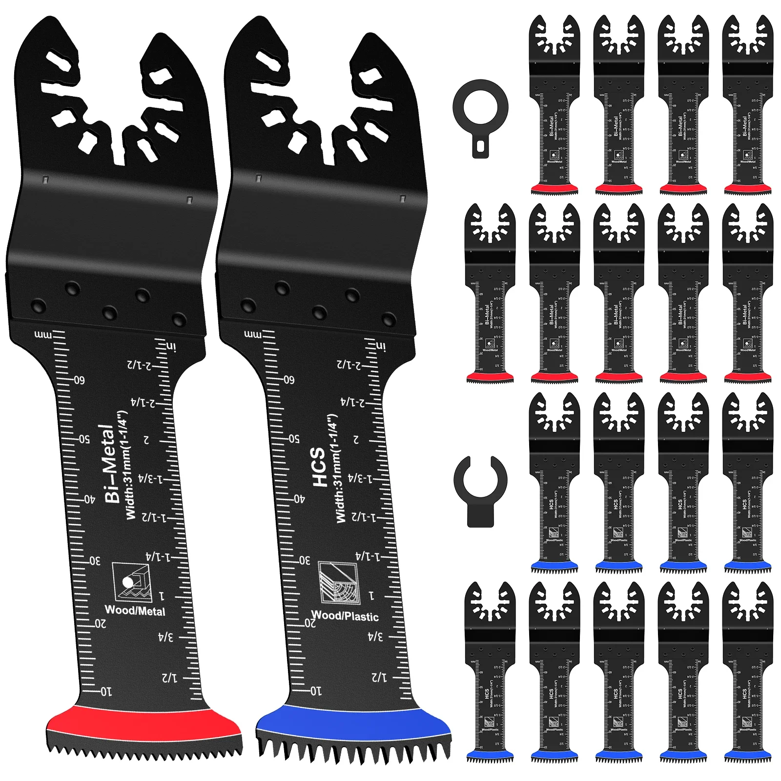 20-個のエッジエクストラロング振動鋸刃ユニバーサルバイメタルと日本製歯振動刃、軟質金属木材の切断用