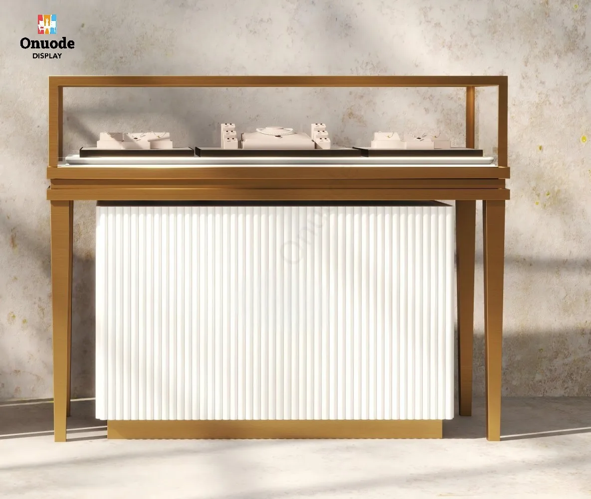 Szklana witryna ekspozycyjna na biżuterię z LED, z możliwością personalizacji, popularny design do sklepów detalicznych w centrach handlowych.