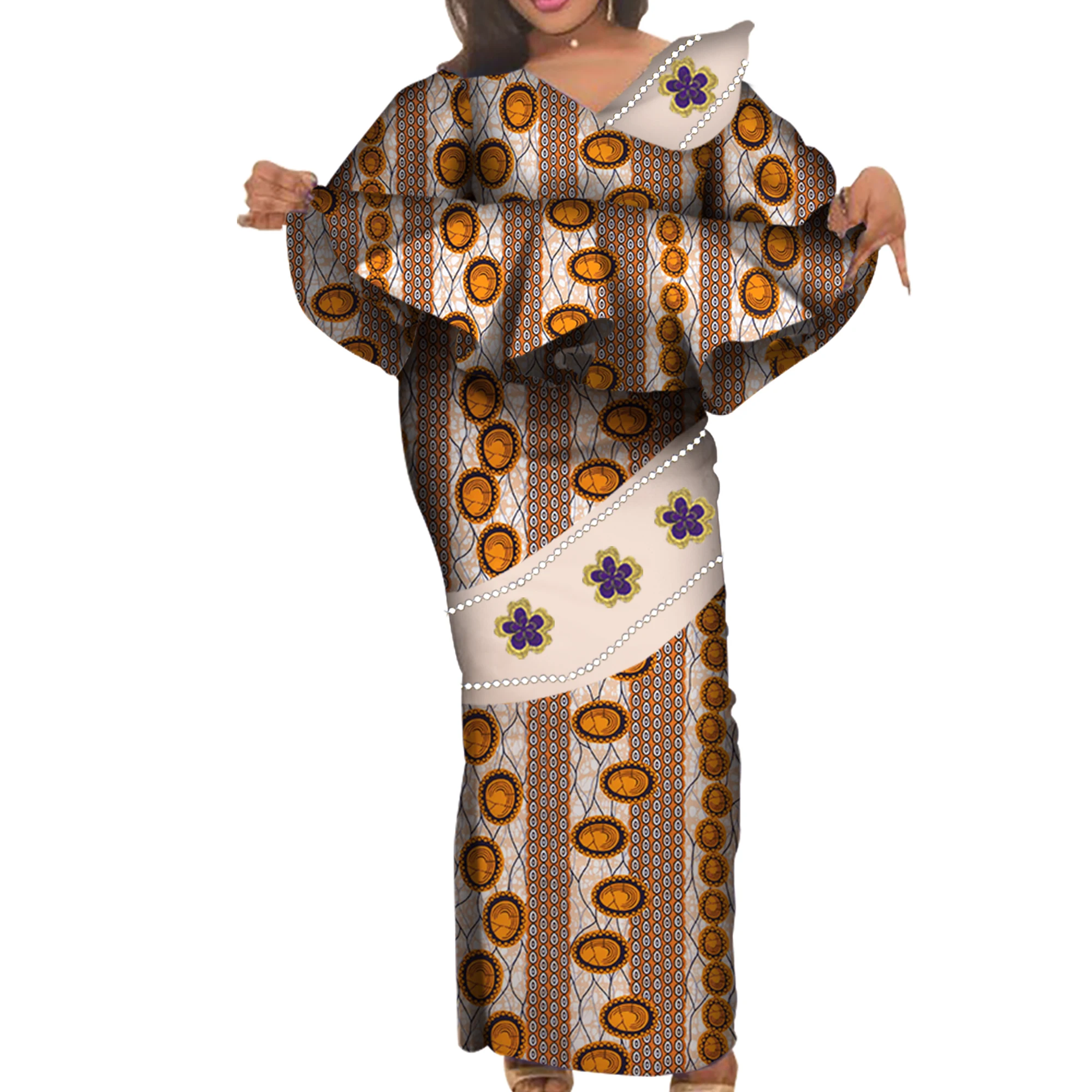 

African Traditional Clothing for Women Elegant Long Skirts and Crop Tops African Print Cotton Lady Ankel-length Skirt Set WY3922