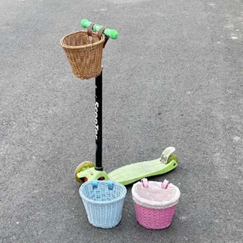 

23*20*16cm/20*16.5*16cm/27*24cm KidsBike Basket Rattan Wicker Bicycle Accessories Bicycle Storage Bag Front Handlebar Basket