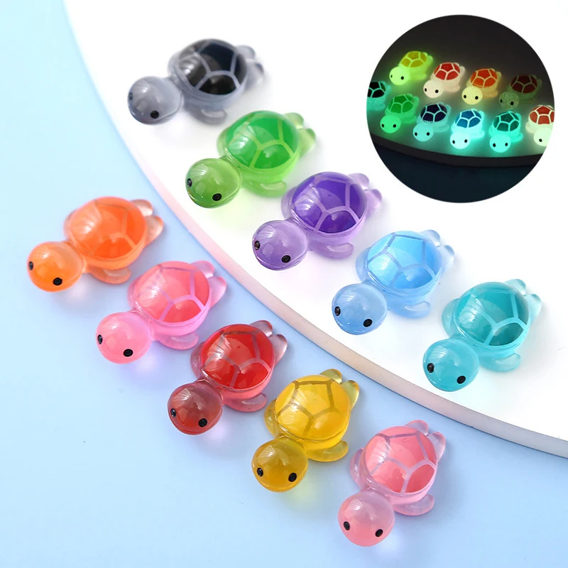 

10Pcs Funny Miniature Surprise Doll Cute Mini Luminous Turtles Model Children's Toy DIY Resin Desktop Ornaments Accessories Gift