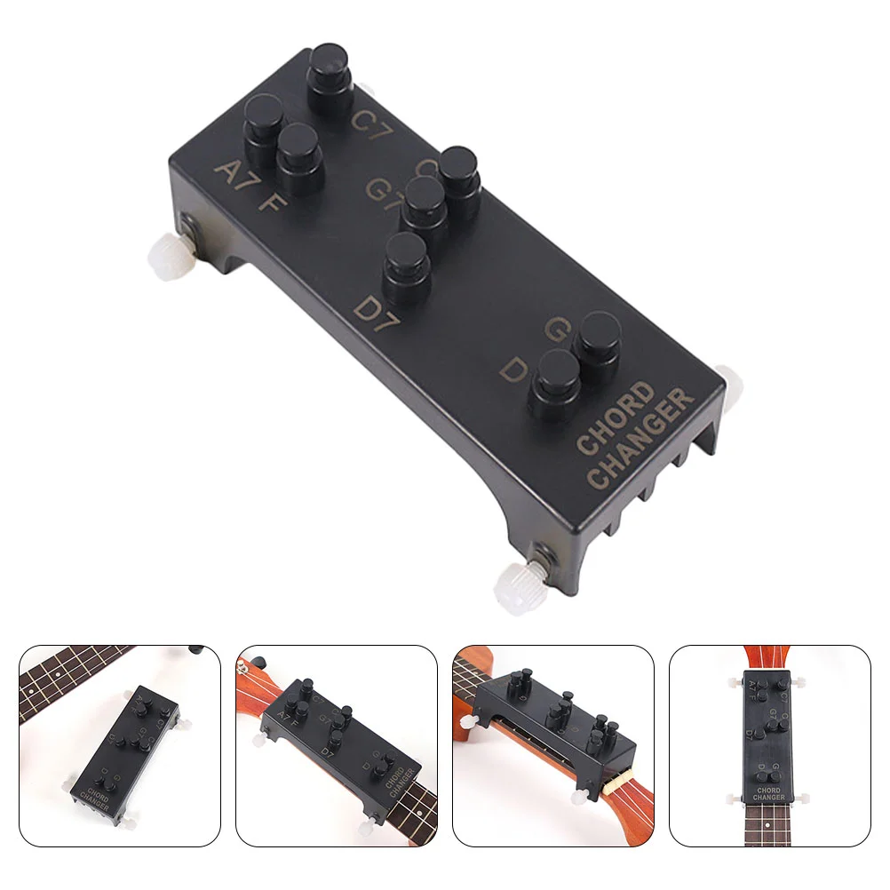 Guitar Tuner Ukulele Booster Guitars Learning System Black Plastic Chord Training Tool