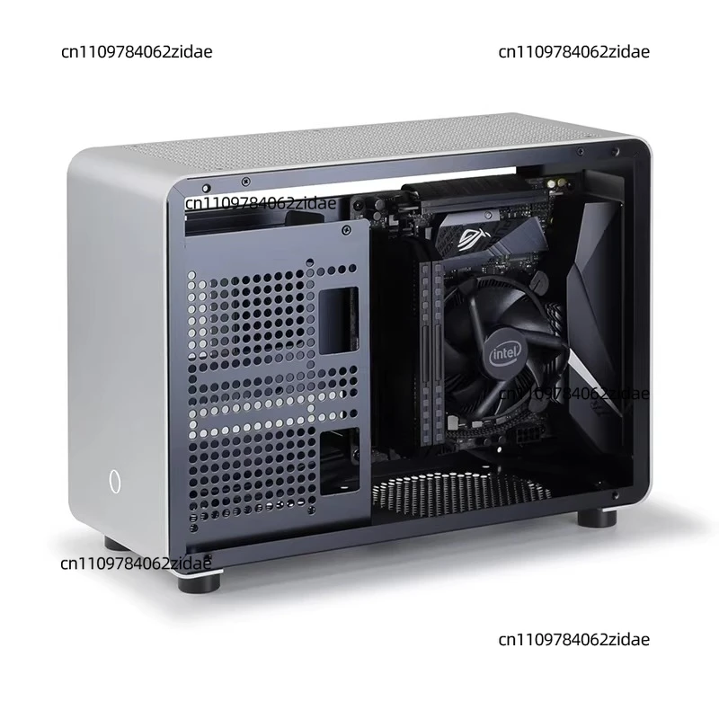 For All-aluminum Side-opening A4 ITX Mini Desktop Case with SFX Power Supply, Portable Computer with Air Cooling