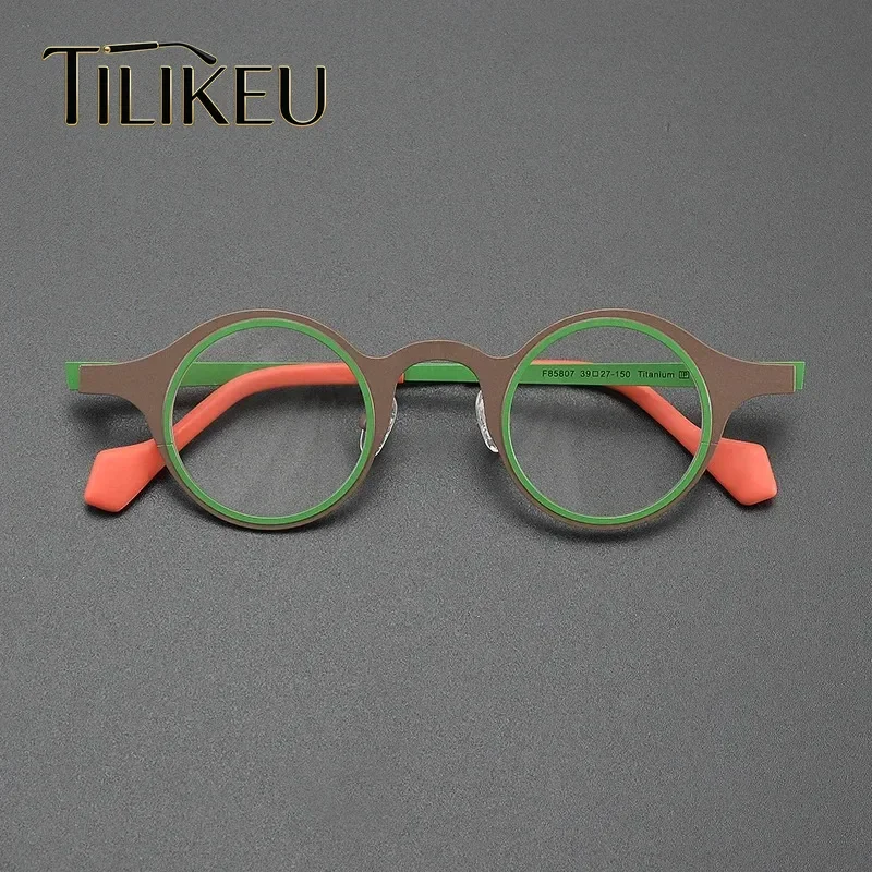 

Multi-color Trendy Pure Titanium Glasses Frame Men and Women literary niche Retro Small Frame Round Prescription Eyeglasses 2025