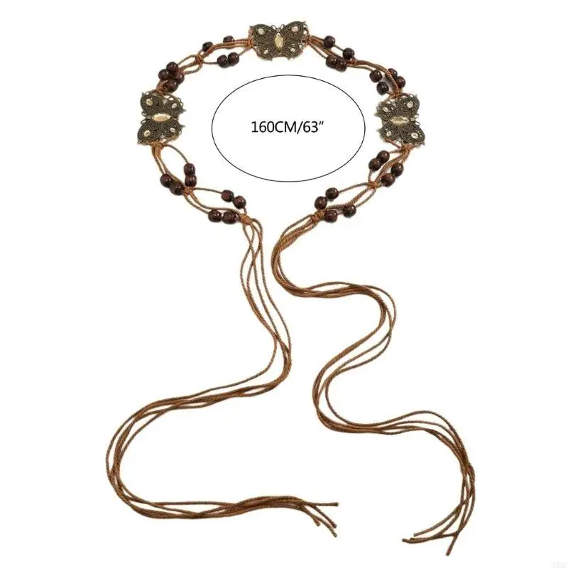 

39XE Elegant Lace Up Belt Woman Casual Waist Decors Fringed Belt Girl Dress Belt