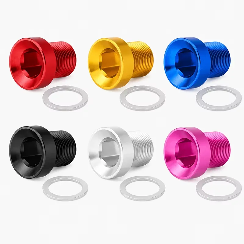 M18 Bicycle Crank Arm Bolt CNC Aluminum Alloy Crankset Fixing Screw Cover with Washer for MTB Road Bike