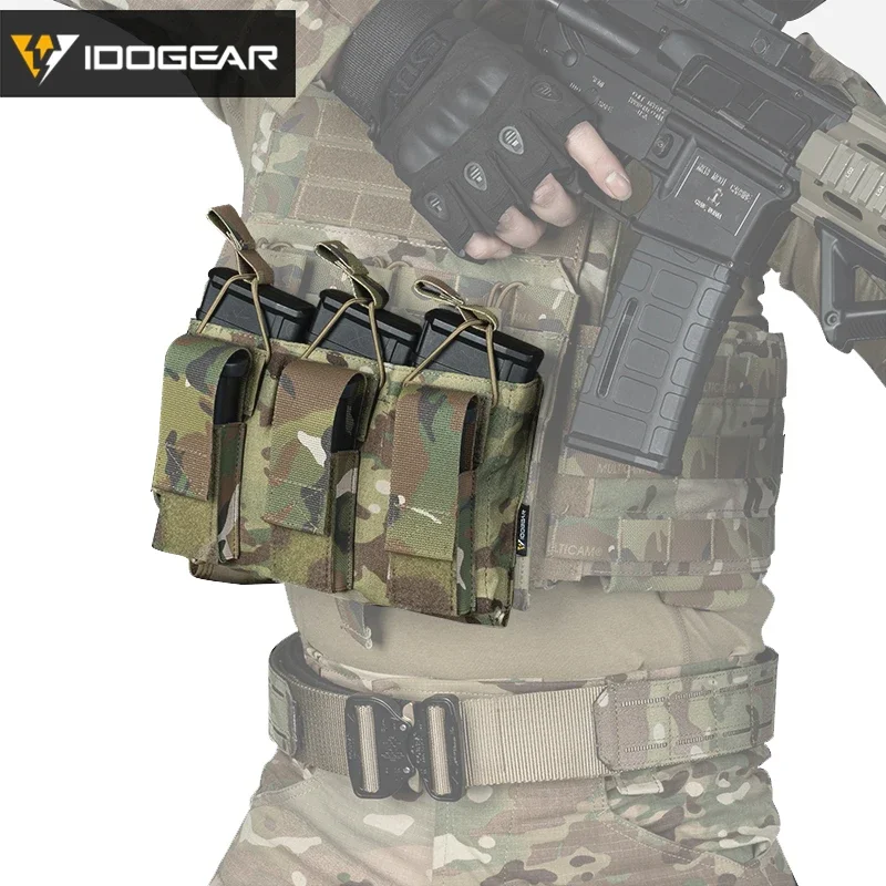 

IDOGEAR Tactical 5.56 Triple Magazine Pouch Mag Carrier Triple Open Top Pistol MOLLE Mag Pouch 3545