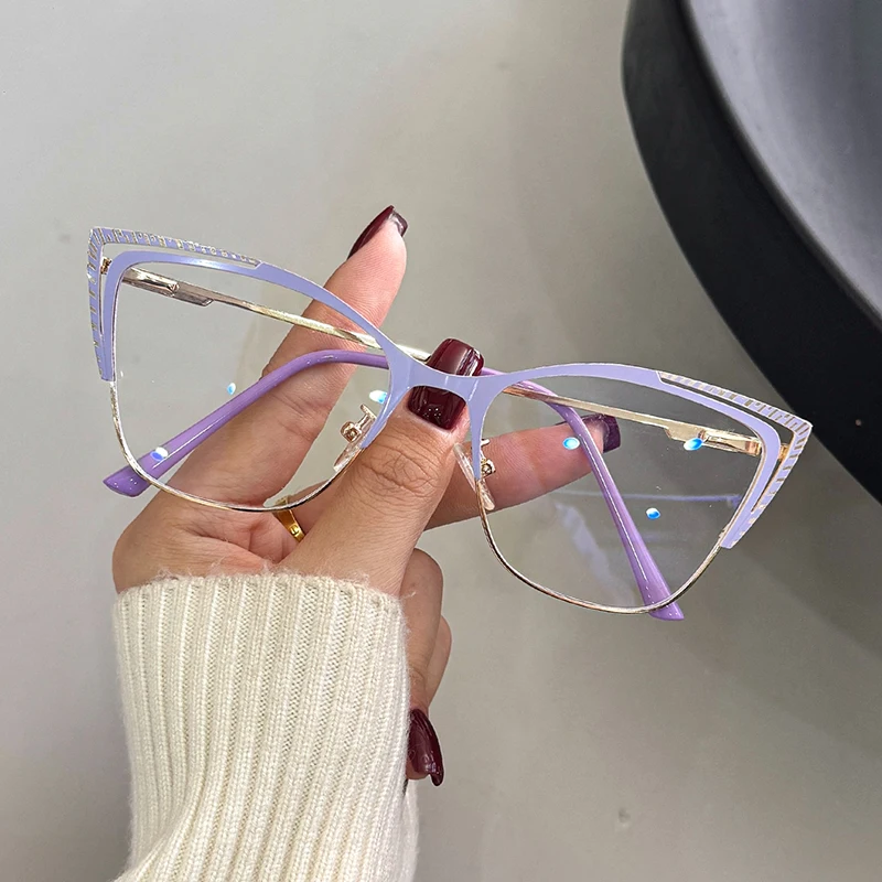 إطار بصري على شكل عين القطة بتصميم مجوف ثلاثي الأبعاد للوجه، ألوان متعددة، نظارات زخرفية عصرية اختيارية