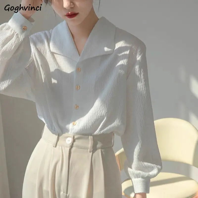 

Solid Shirts Women Lapel French Style Gentle Elegant Thin Summer Sunscreen Vintage Office Lady Designed Buttons Aesthetic Tops