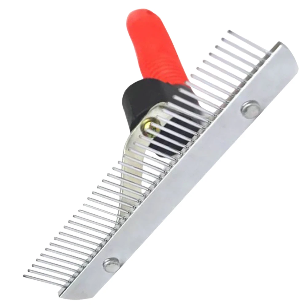

Rubber Handle Grooming Rake Durable Anti Slip Pet Cleaner Brush Self Cleaning Horse Shedding Tool Ergonomic Design Rust
