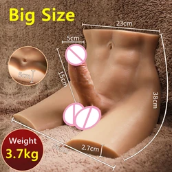 African Skin Half Body Sex Doll Shemale Doll Big Breast Huge Dildo Bodybuilder Sexy Muscular Male Female Masturbation Toys 18+