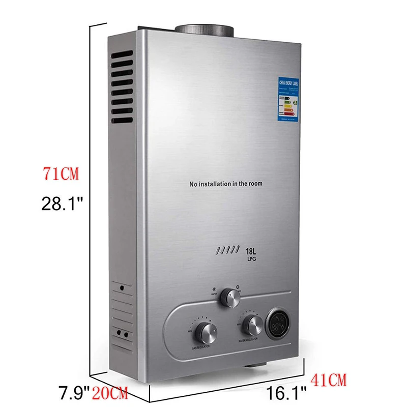 18L Liquified Natural Gas Water Heater LNG Water Heater Thermostat Heater Methane Gas Water Heater With Shower Head Kit