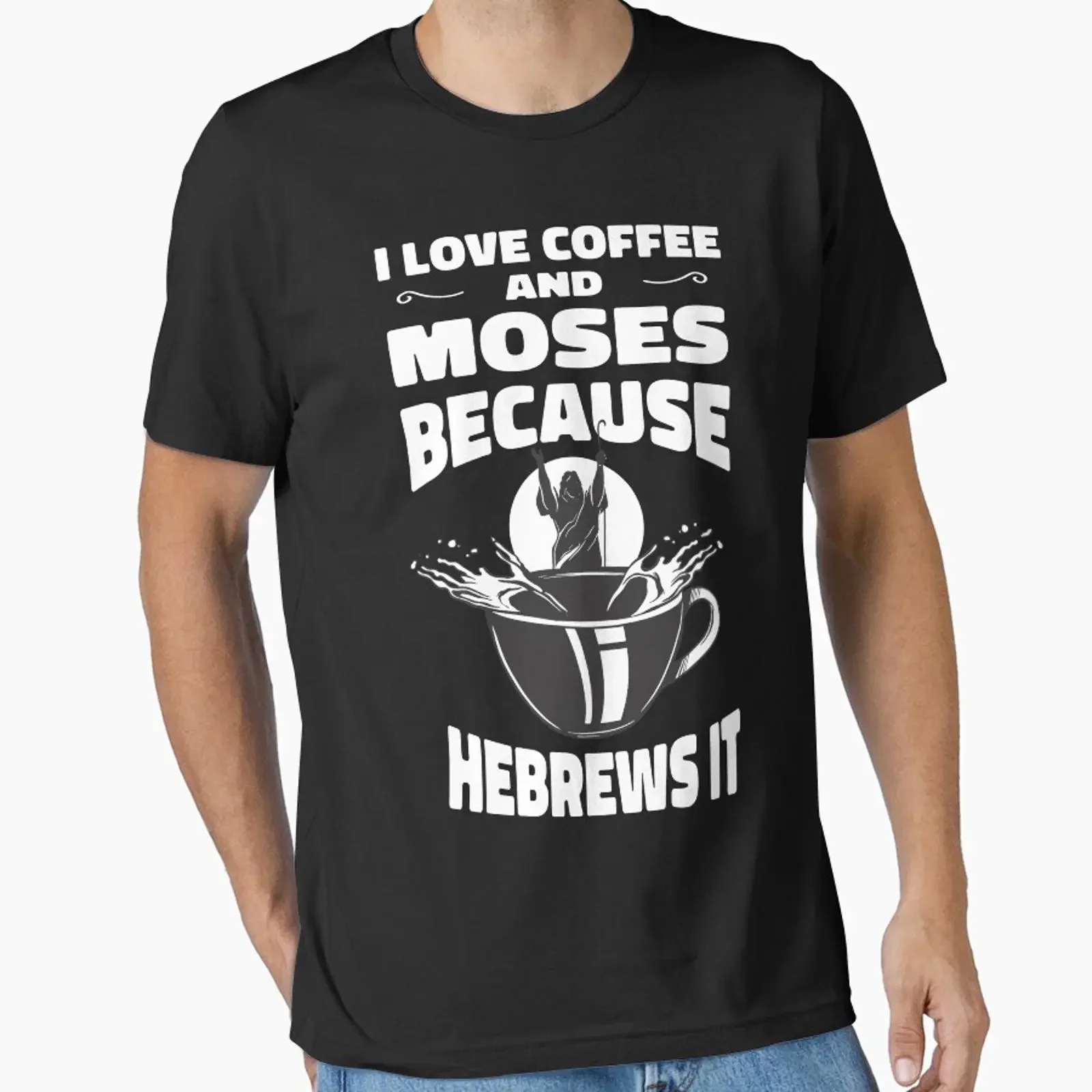 Funny Moses Ten Commandments For Coffee Lovers Essential T Shirt vintage Washed Stylish Versatile streetwear homme Soft