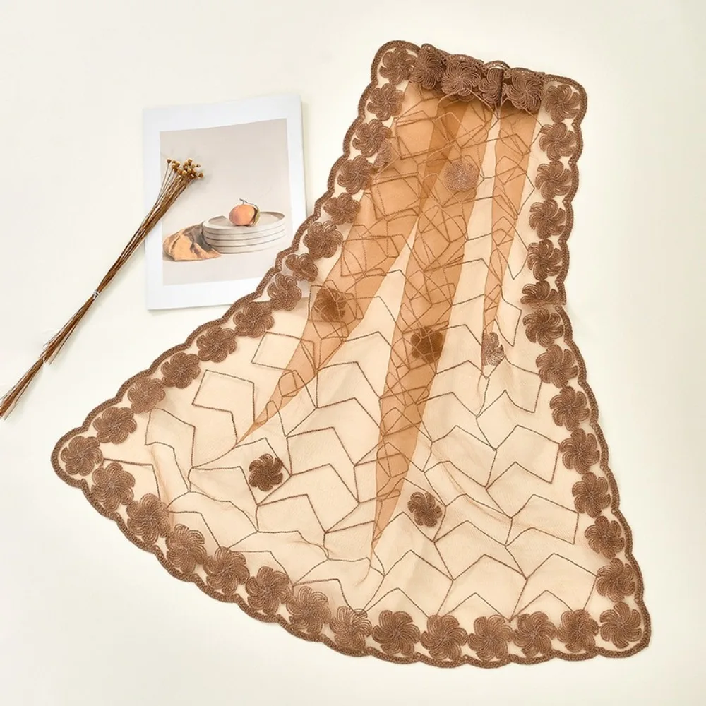 

Versatile Yarn Square Scarf Floral Embroidery Breathable Floral Embroidery Scarf 80*80cm Hair Wrap Women's Headwear Accessory