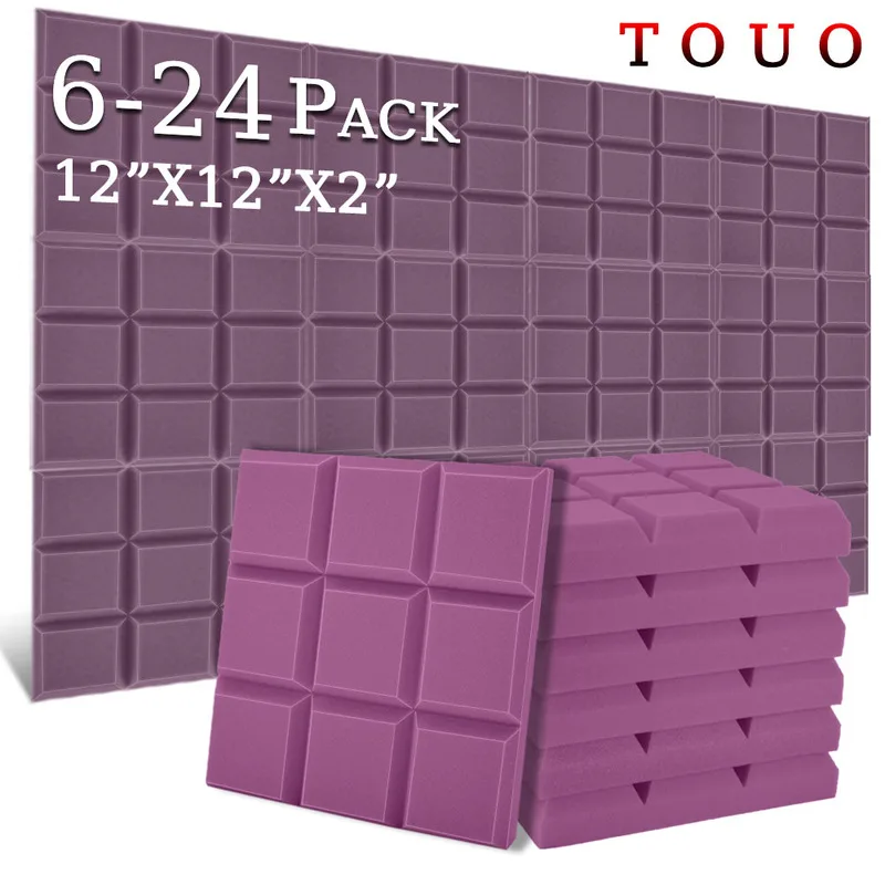 

TOUO 6-24 Pcs Acoustic Foam High-Density Sound Absorbing Material Flame-Retardant Soundproofing Treatment Ktv Acoustic Treatment